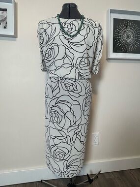 Vintage 80s Tobi Canada Graphic Rose Dress Avant Garde Midi